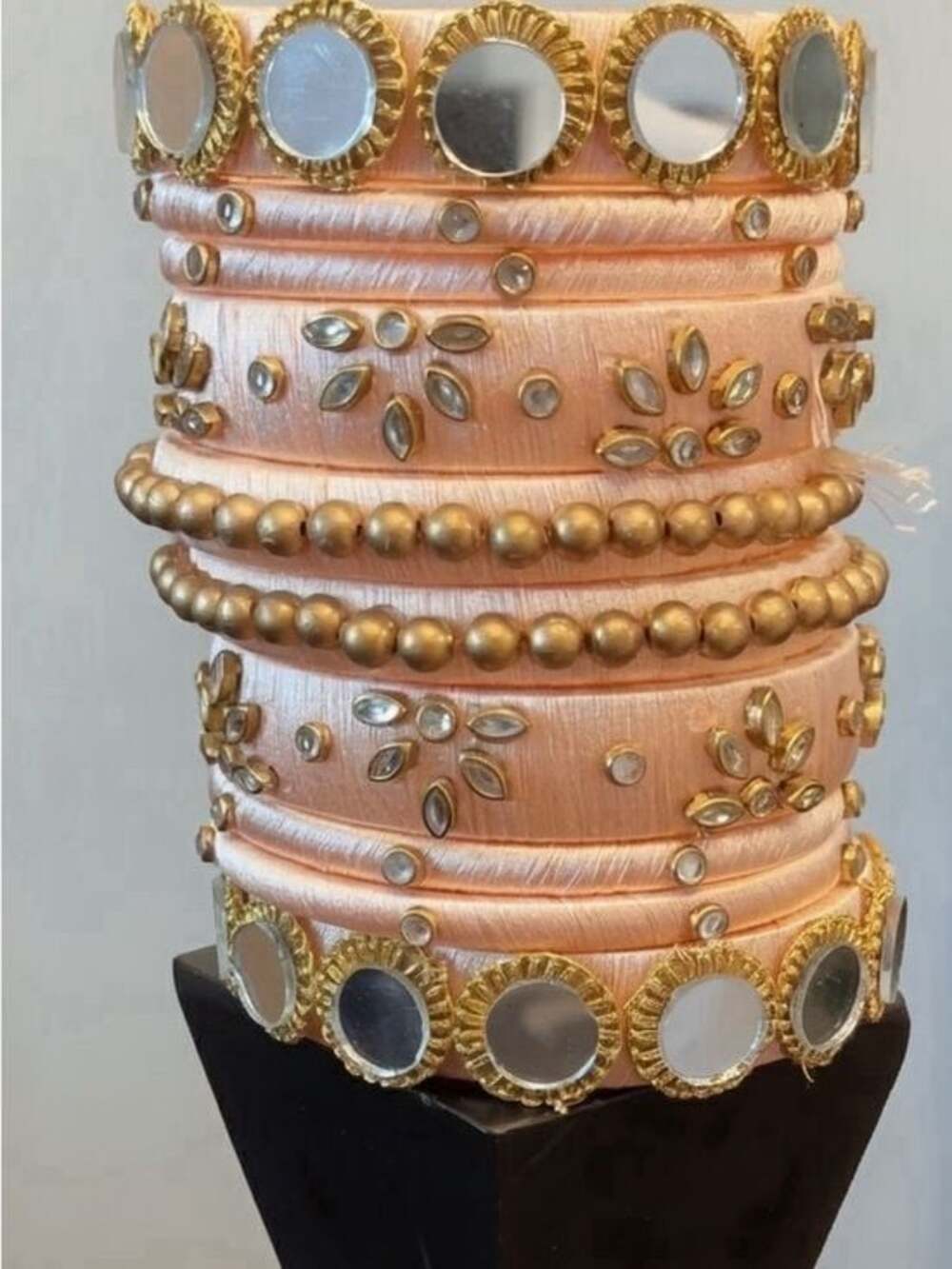 Free with $50 purchase | Peach and Gold Threaded Set - Authentic from Indian Han